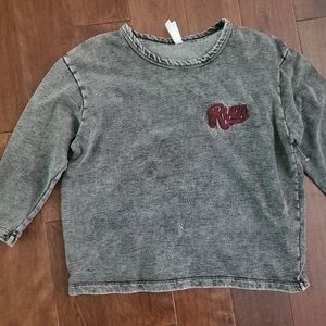 RVCA gray 3/4 sleeves sweatshirt shorter style size small women's distressed loo